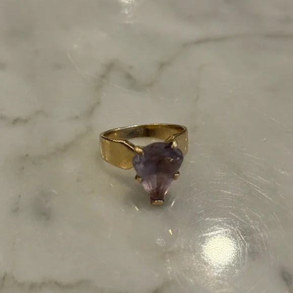 14k GOLD & AMETHYST Rose de France Cocktail Ring, Circa 1960s–70s - Picture 3 of 8